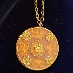 Vintage Van Dell 12K Gold Filled Enamel Floral Necklace